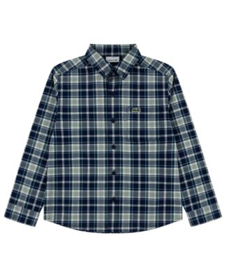 Lacoste Boys' 10-16 Long-Sleeve Plaid Shirt