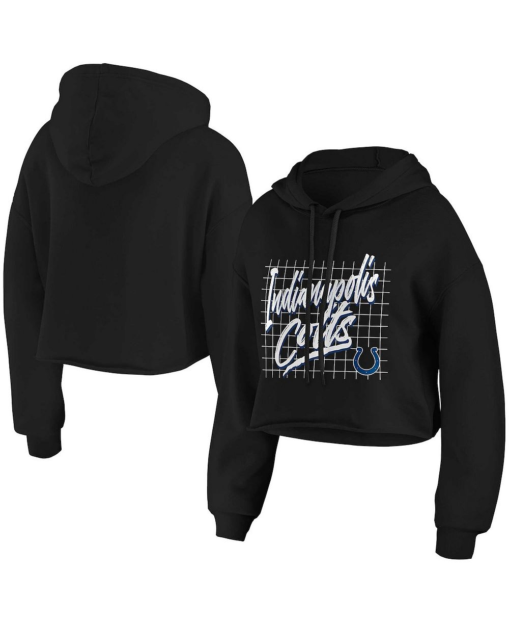 WEAR by Erin Andrews Women's Black Indianapolis Colts Domestic Cropped Pullover Hoodie