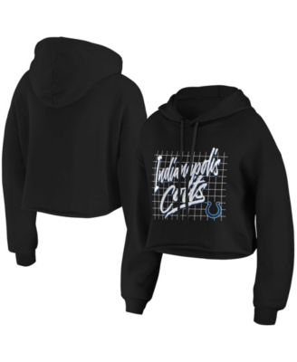 WEAR by Erin Andrews Women's Black Indianapolis Colts Domestic Cropped Pullover Hoodie
