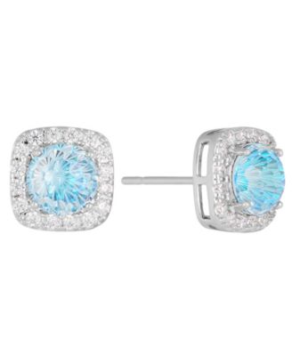 Серьги-гвоздики Macy's Sterling Silver Starlight Cubic Zirconia Cushion Halo