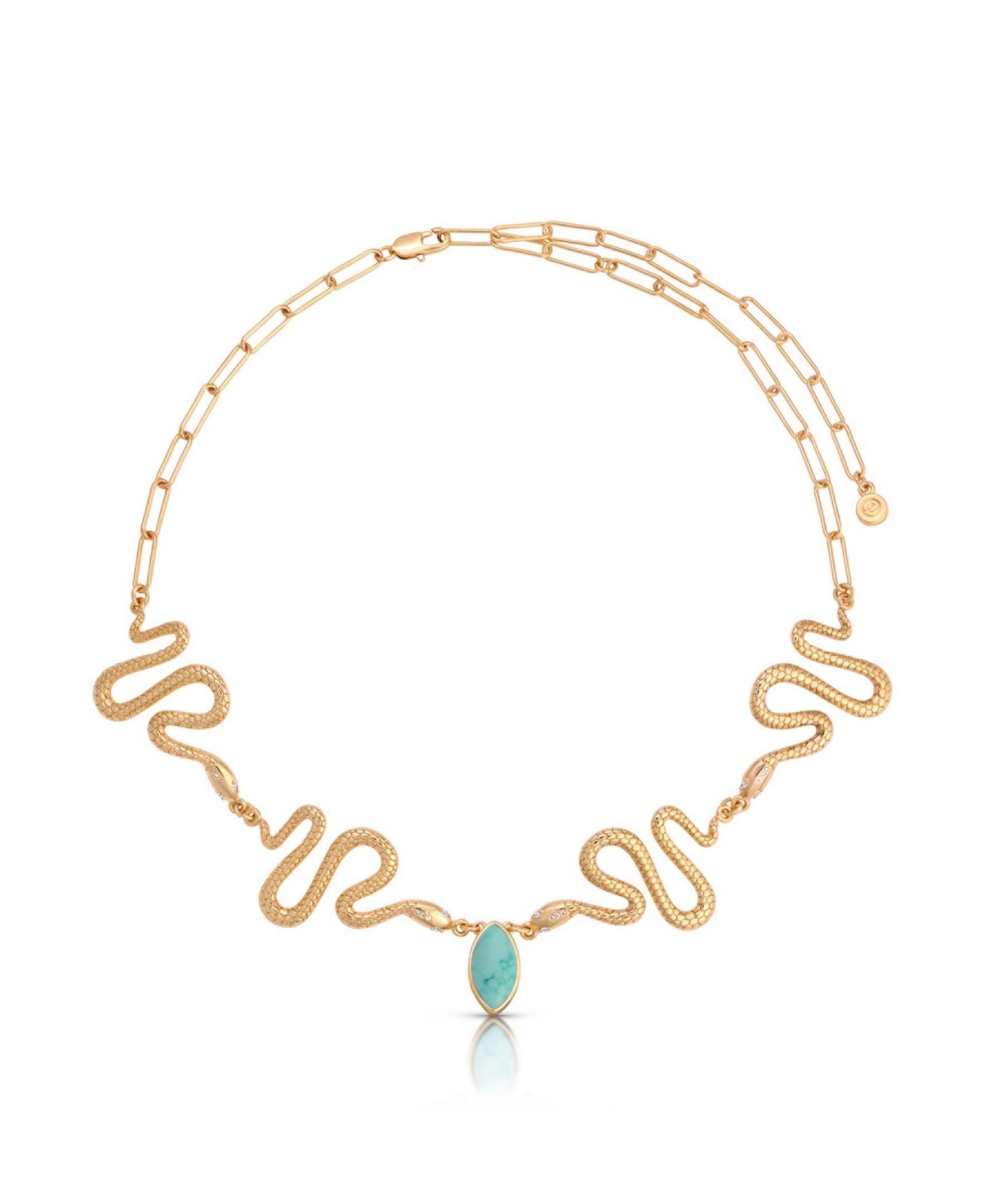 ETTIKA Gold-Plated Turquoise Serpentina Snake Choker Necklace