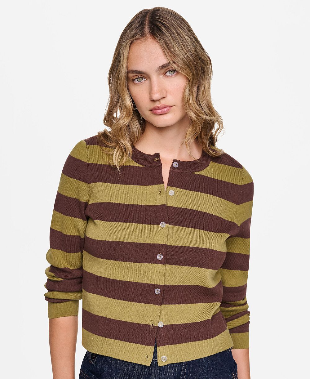 Кардиган DKNY Jeans Petite Striped Cropped Cotton-Blend