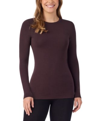 Женская кофта Cuddl Duds с длинным рукавом и круглым вырезом, эластичная ткань