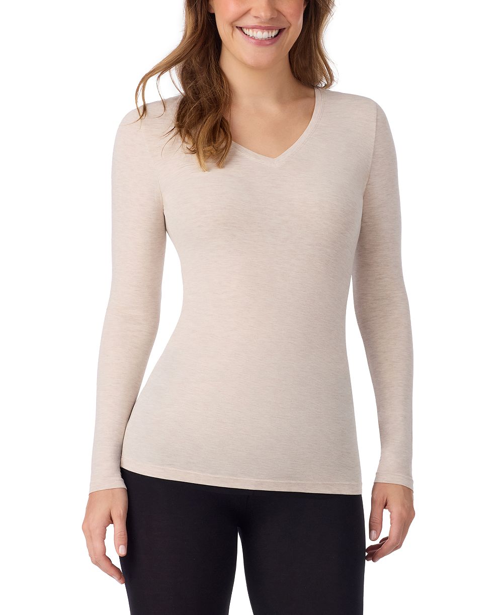 Cuddl Duds Women's Softwear with Stretch Long-Sleeve V-Neck Top