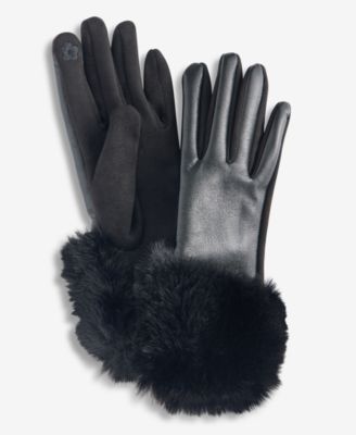 I.N.C. International Concepts Women's Asymmetrical Faux-Fur-Trim Gloves, Macy's Exclusive