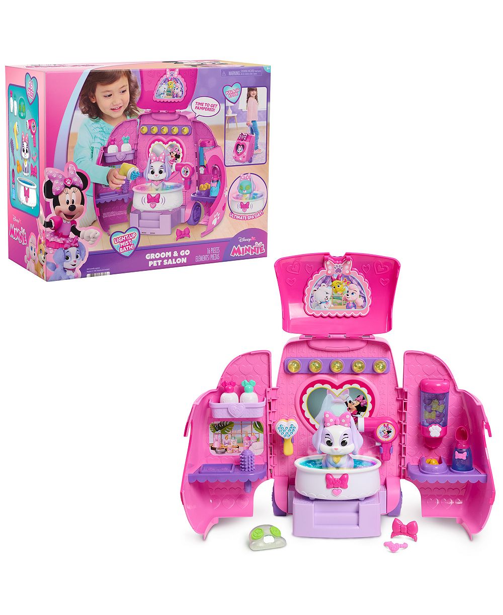 Minnie Mouse Groom & Go Pet Salon Lights and Sounds 16-Piece Playset, Ages 3+