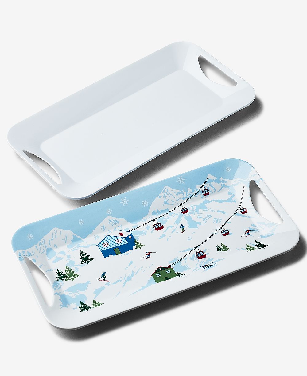 Поднос Tinsel And Frost Melamine Ski Handled, набор из 2 шт