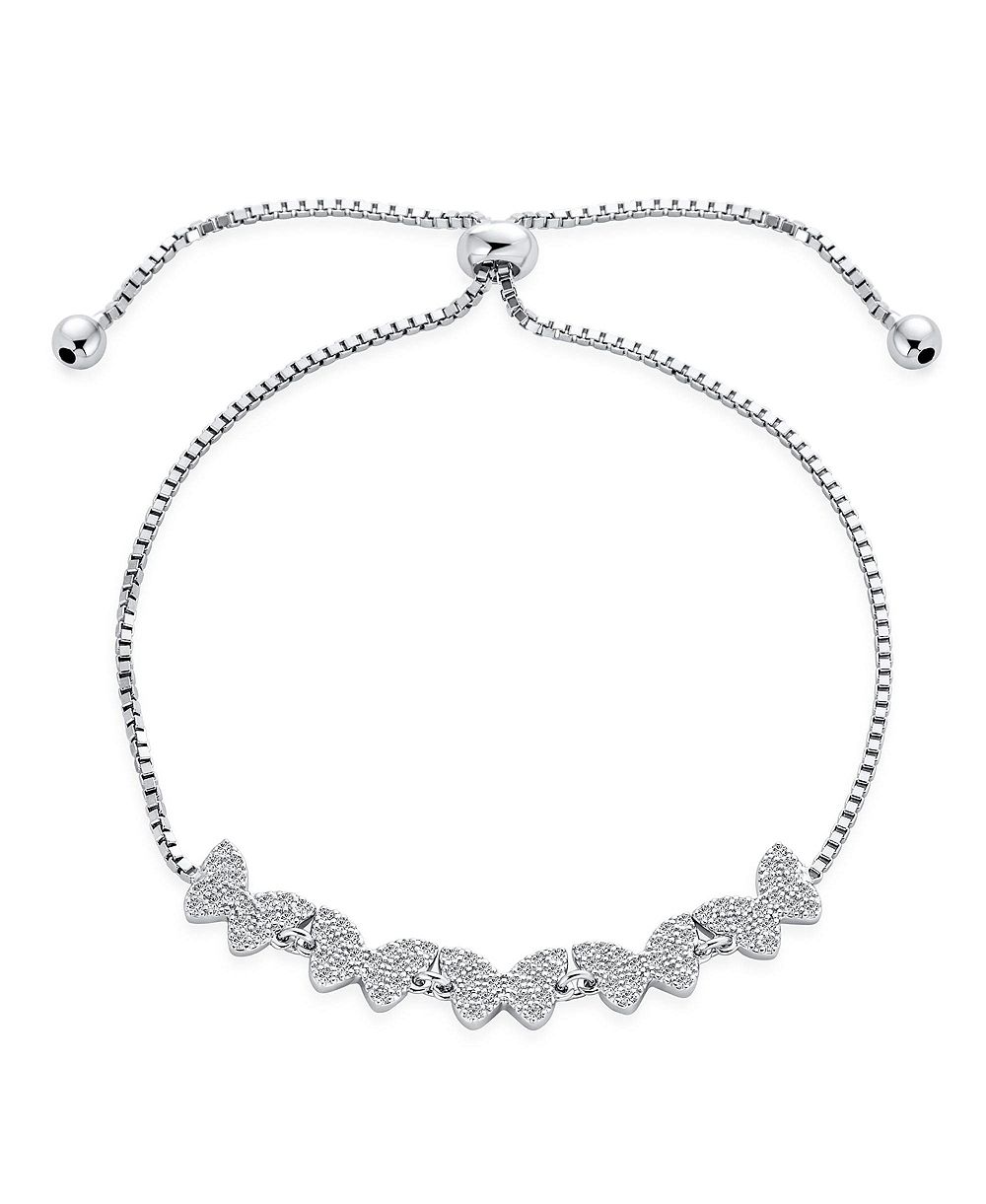 Браслет Bling Jewelry Butterfly Bolo из серебра.925 с цирконием