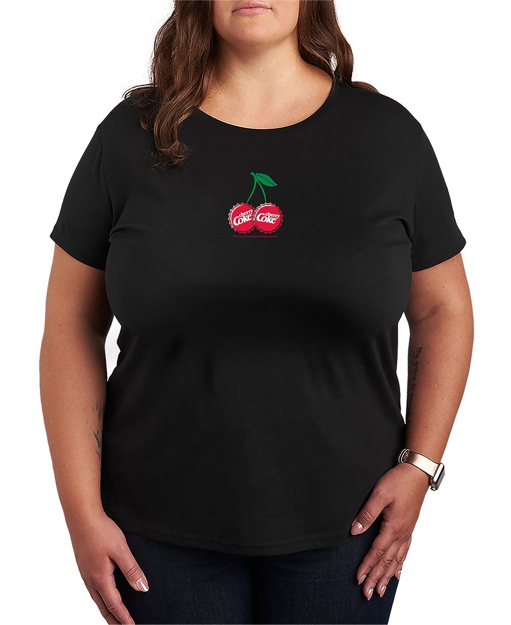 Hybrid Apparel Plus Size Cherry Coke Bottle Cap Cherries Graphic T-Shirt