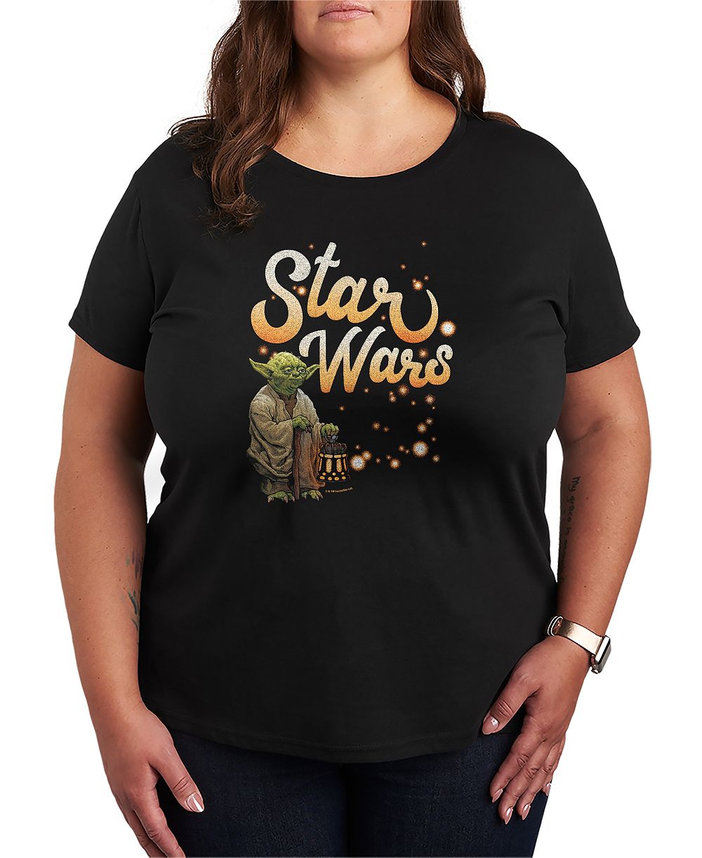 Hybrid Apparel Plus Size Star Wars Yoda Fireflies Graphic T-Shirt
