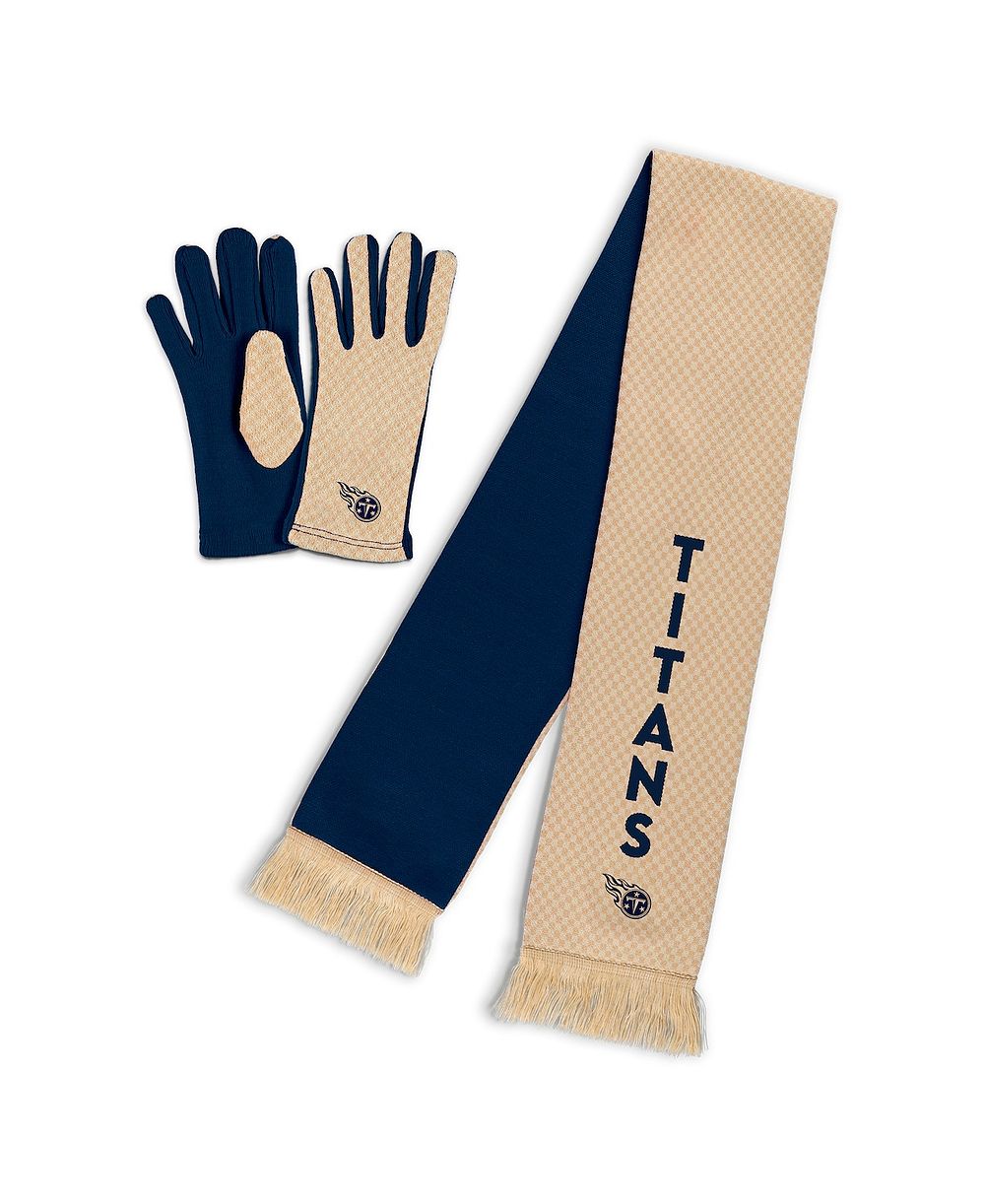 WEAR by Erin Andrews Women's Tennessee Titans Tonal Microcheck Scarf Glove Set