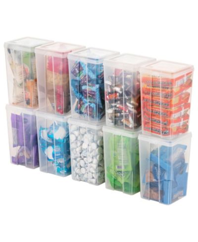 Контейнер для хранения IRIS USA Vertical Flip Top Plastic Bins с крышками, 10 штук
