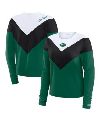 WEAR by Erin Andrews Women's Green/Black New York Jets Plus Size Chevron Tri-Blend Long Sleeve T-Shirt