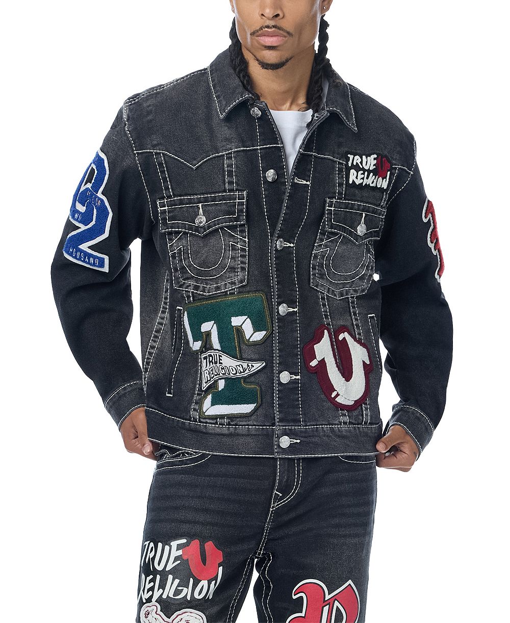 True Religion Men's Jimmy Oversized Denim Patch Jacket