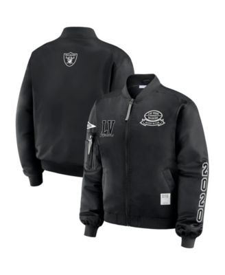 WEAR by Erin Andrews Women's Black Las Vegas Raiders Patch Full-Zip Bomber Jacket