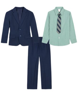 Nautica Boys' 2T-7 Sharkskin Suit Jacket, Long-Sleeve  Shirt, Pants and Tie, 4-Piece Set