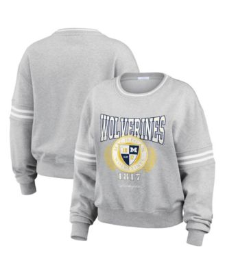 Женский джемпер WEAR by Erin Andrews Heather Gray Michigan Wolverines Classic Stripe Pullover