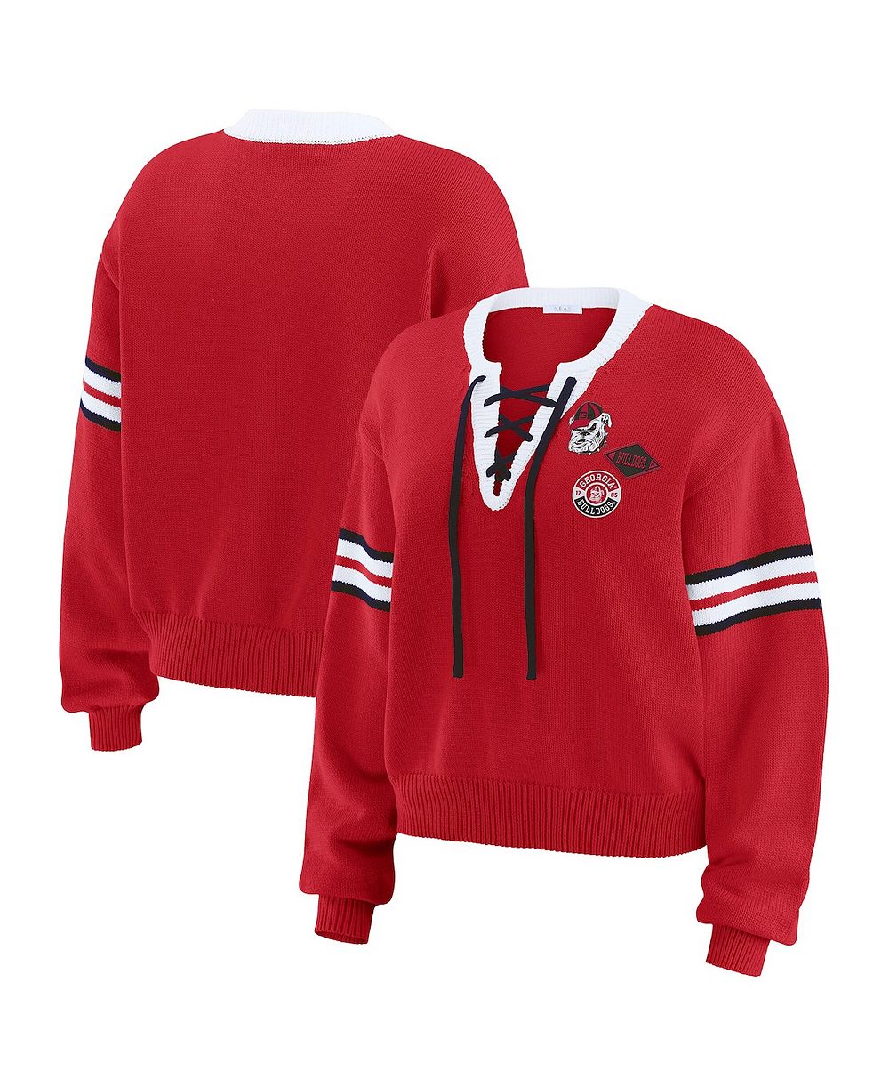 Женский красный свитер WEAR by Erin Andrews Georgia Bulldogs с завязками