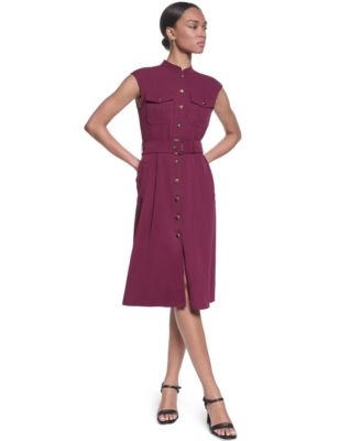 KARL LAGERFELD PARIS Women's Mock-Neck Shirt Dress