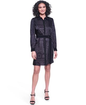 KARL LAGERFELD PARIS Women's Printed Scarf Twill Shirt Dress