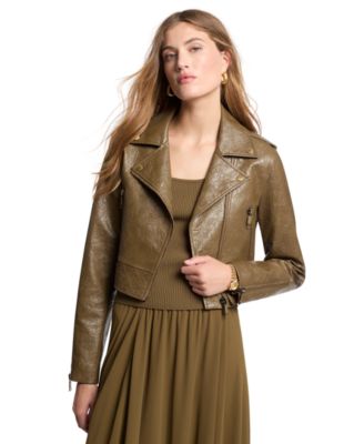 Michael Kors женская укороченная куртка-мотоциклетка из искусственной кожи