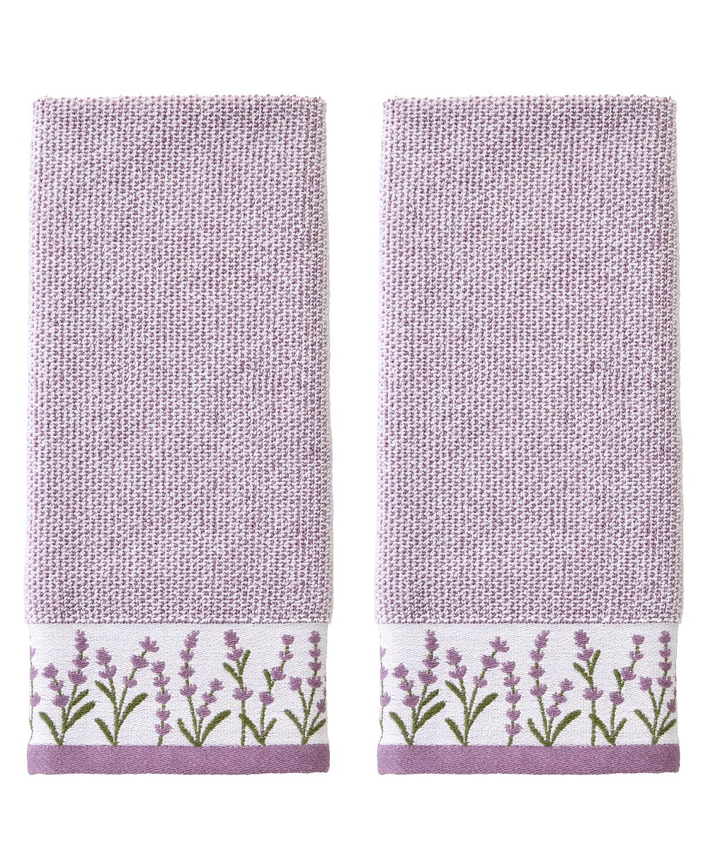 SKL Home Lavender Border Curved 2-Piece Hand Towel Set