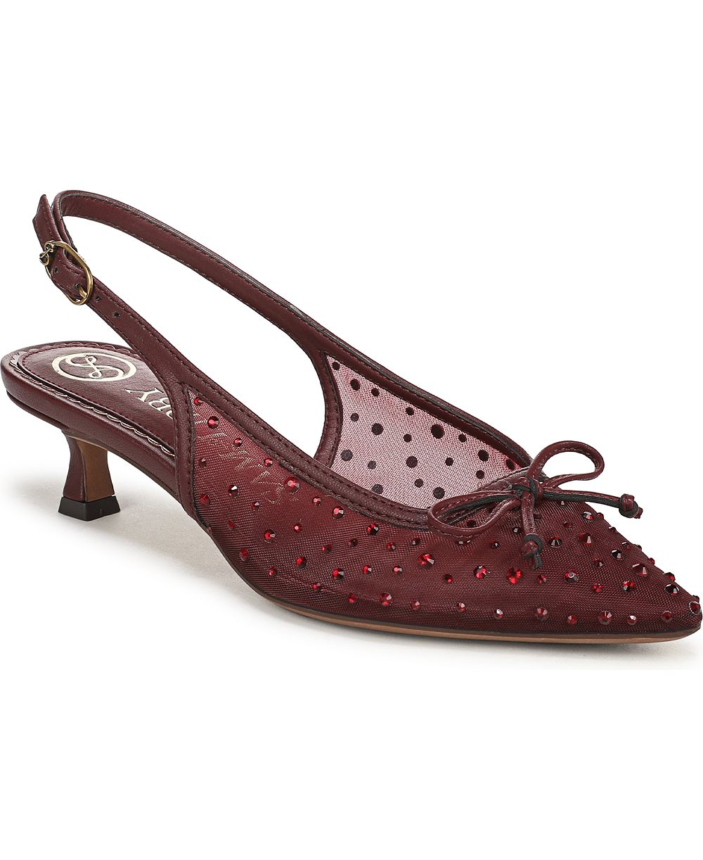 Sam and Libby Women's Everly2 Embellished Mesh Kitten Heel Slingback Pumps