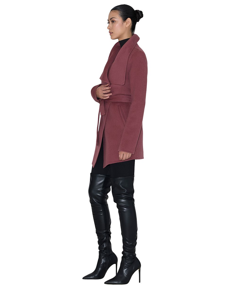 Soia & Kyo Women's Bridgette-Z Wool-Blend Cascade Collar Tie-Belt Coat