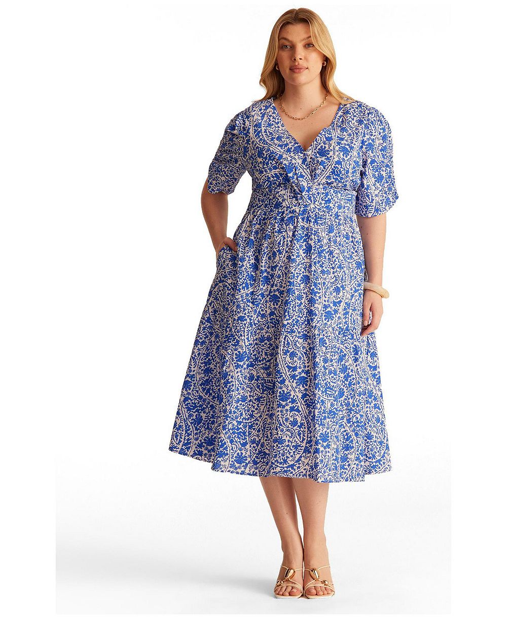 ESTELLE Plus Sizes платье миди Dreamaya Tiered V-neck Fit Flare