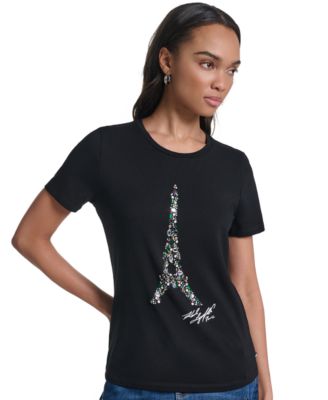 KARL LAGERFELD PARIS Женская футболка с принтом Eiffel Paris-Inspired