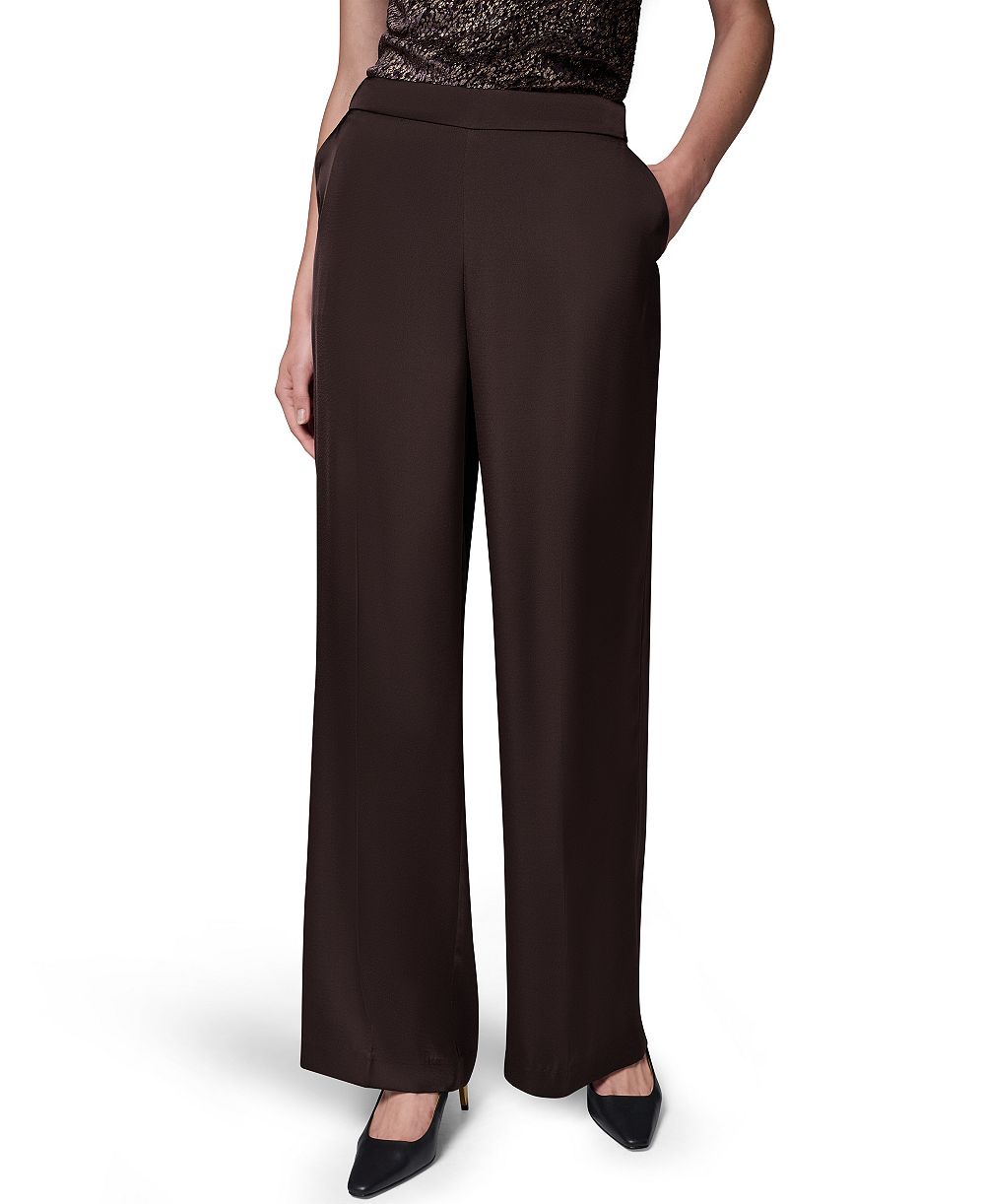 Женские широкие брюки Donna Karan New York из сатина с молнией по бокам