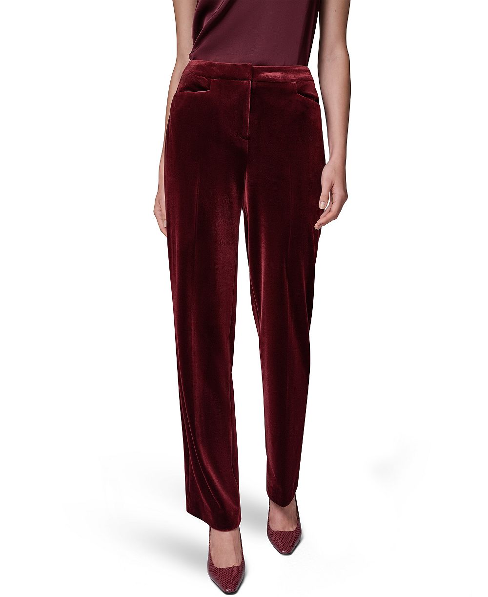 Donna Karan New York Women's Classic No Front Velvet Straight Mid-Rise Pants