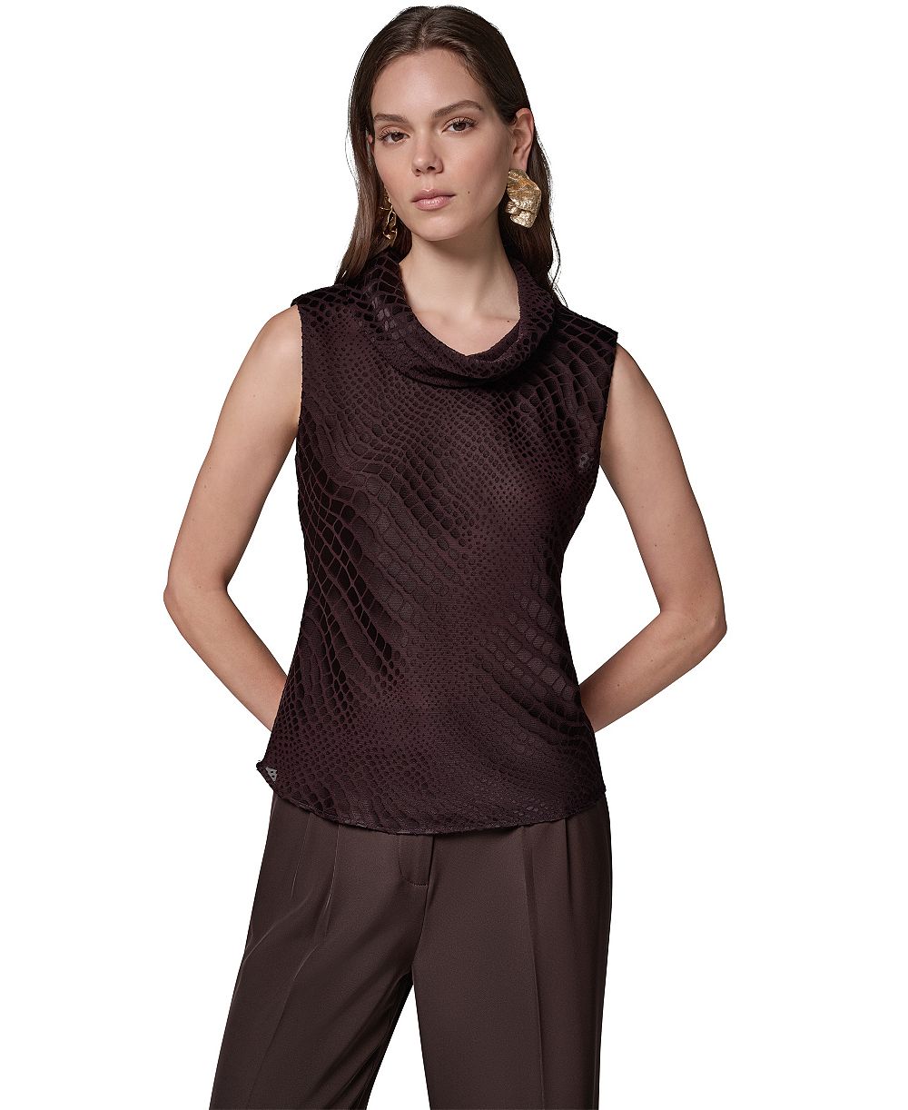 Женская блузка Donna Karan New York без рукавов с принтом змеи и драпировкой на шее