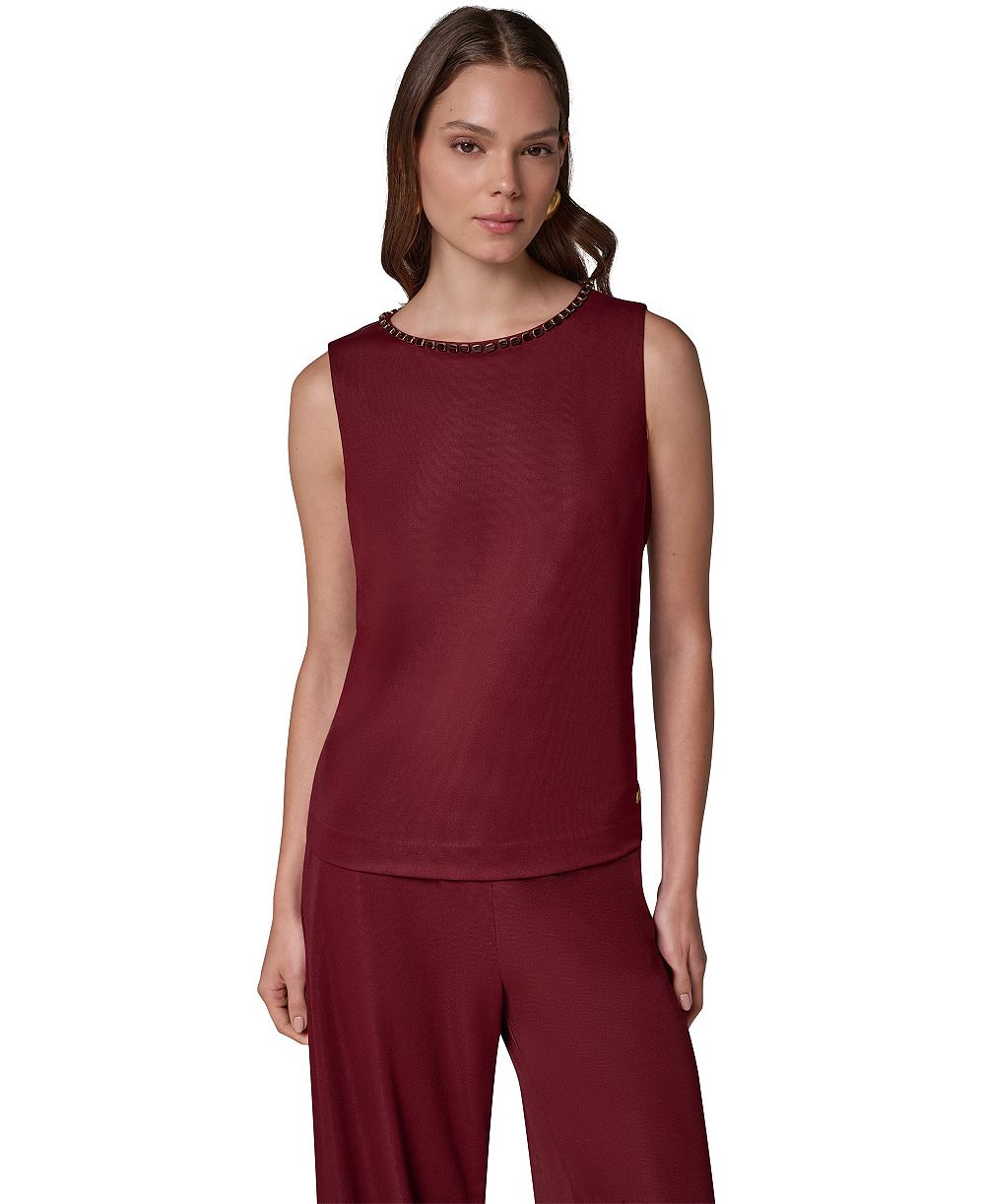 Женская бейска Donna Karan New York с бисером, лодочкой и без рукавов