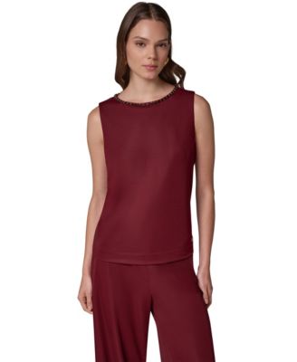 Donna Karan New York Women Beaded Boat-Neck Sleeveless Camisole