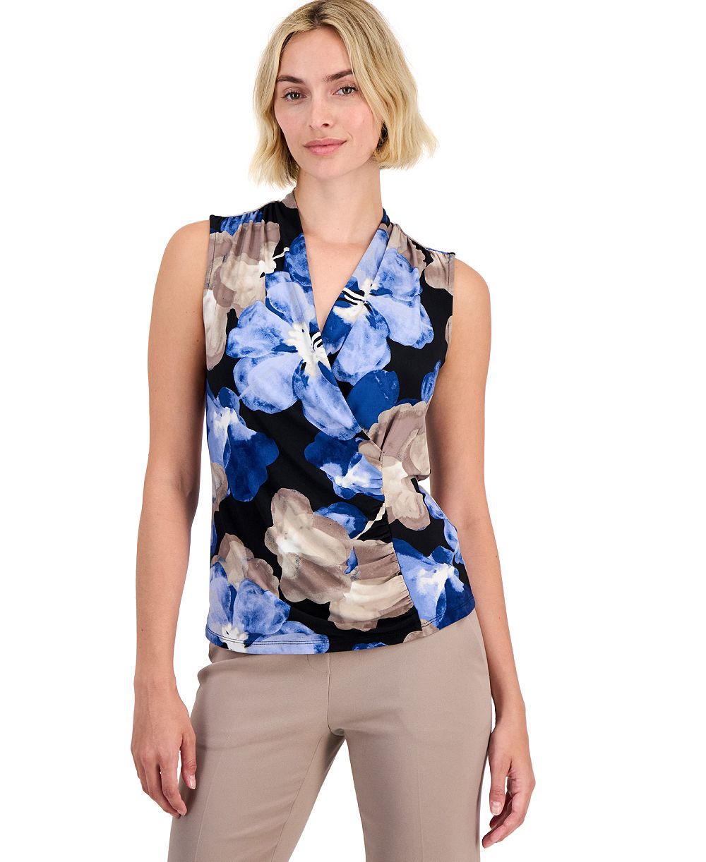 Топ Anne Klein Petite Surplice-Neck без рукавов