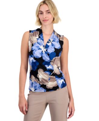 Топ Anne Klein Petite Surplice-Neck без рукавов