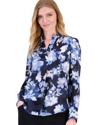 Anne Klein Petite блузка с плиссировкой и V-образным вырезом