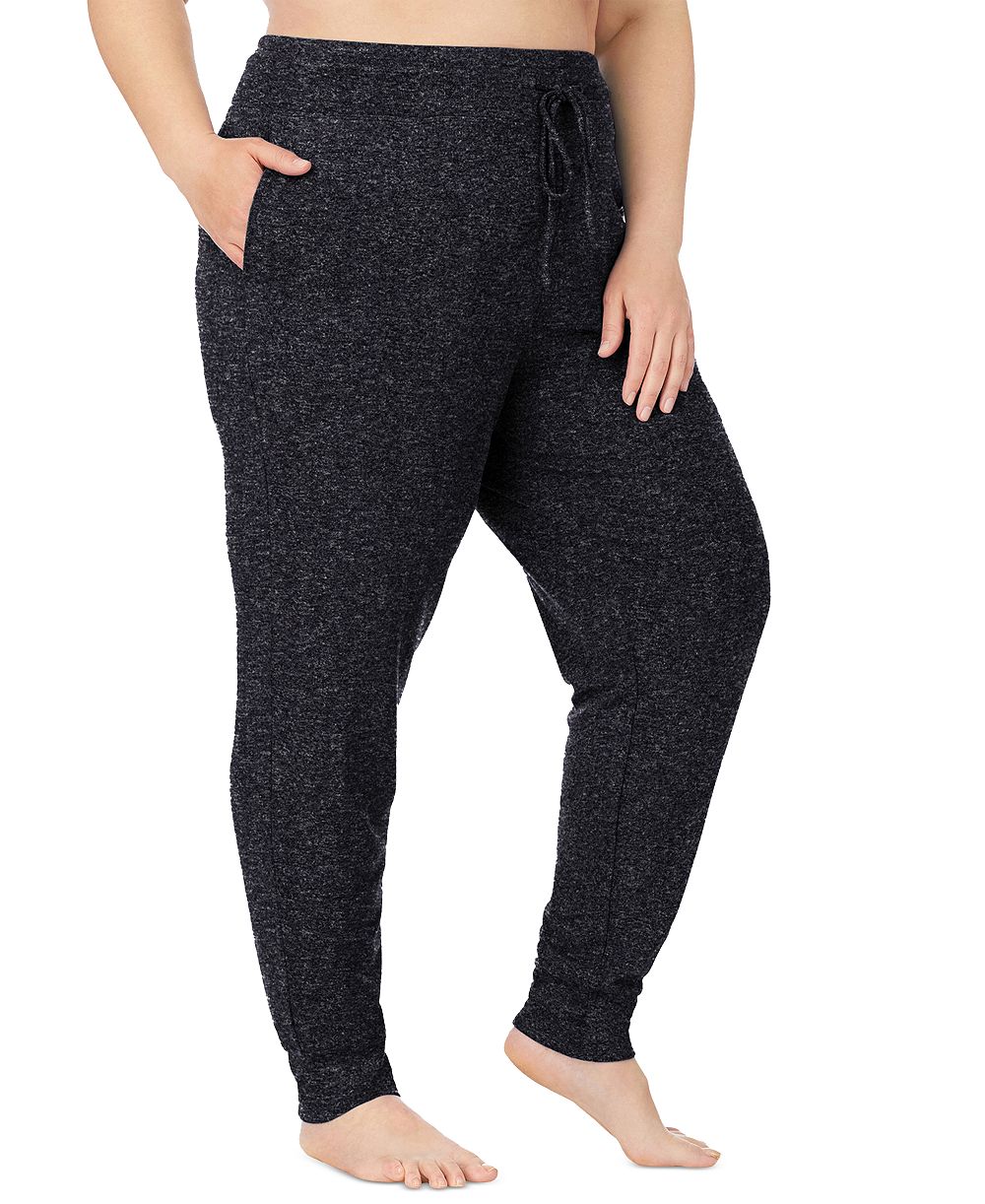 Cuddl Duds Plus Size SoftKnit Jogger Sweater-Knit Drawcord Waistband Pants