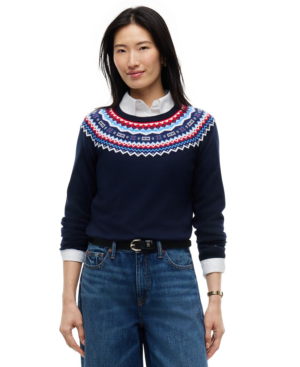 Tommy Hilfiger женский облегающий свитер с круглым вырезом в стиле фэр-айл