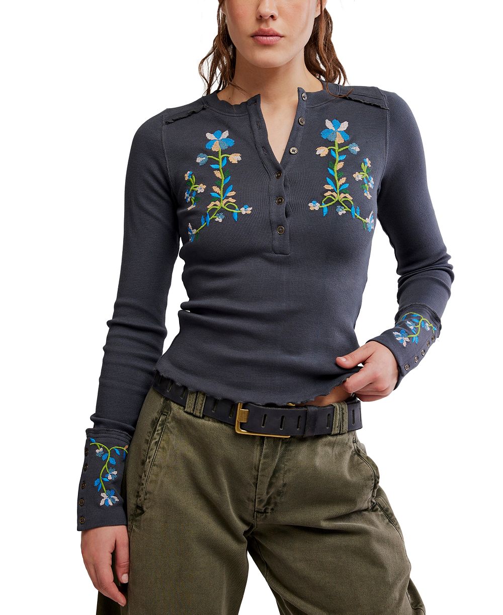 Женский топ Free People Embroidered Crewneck