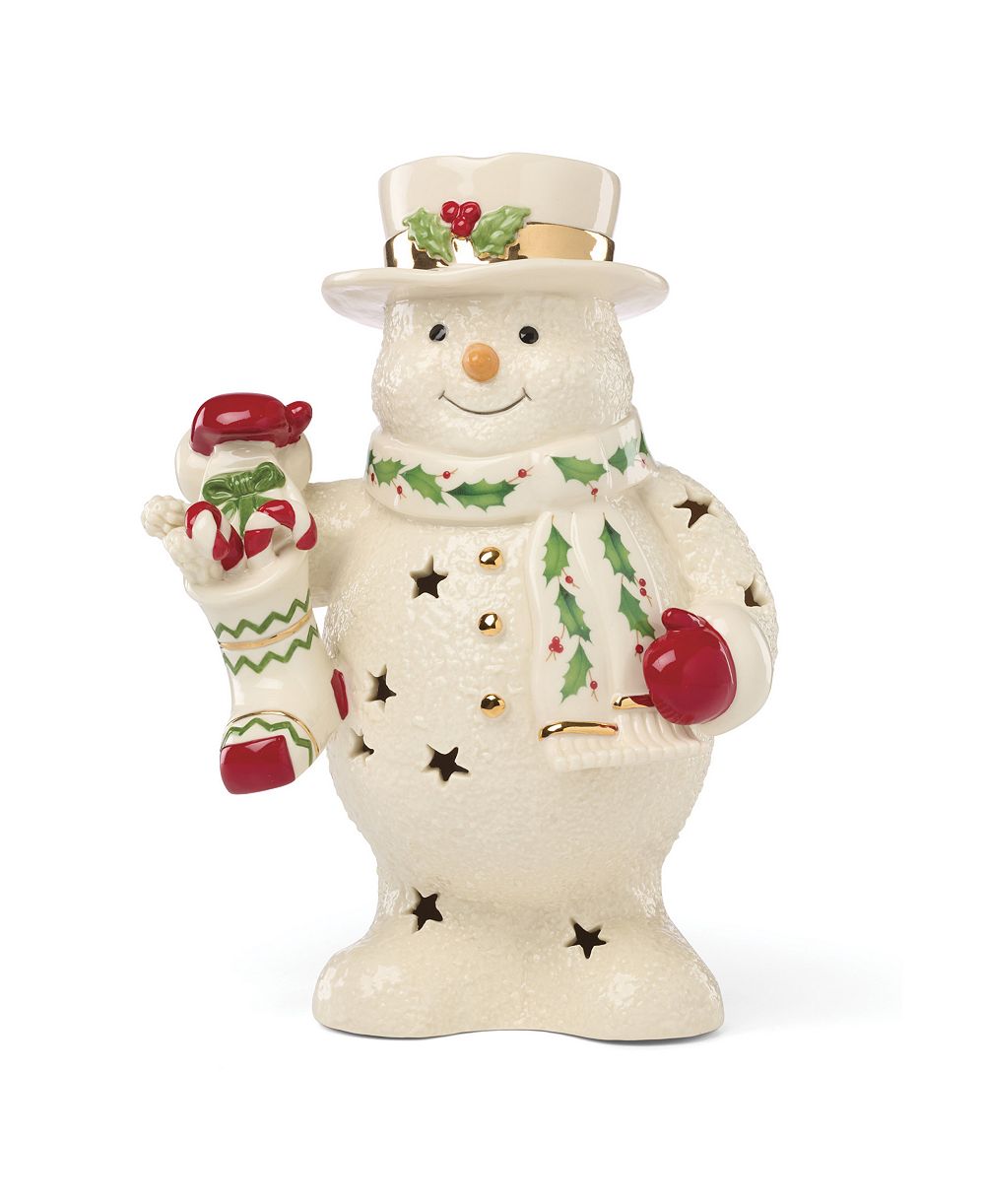 Lenox Happy Holly Days Snowman & Stocking Light-Up Figurine