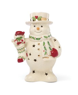 Lenox Happy Holly Days Snowman & Stocking Light-Up Figurine