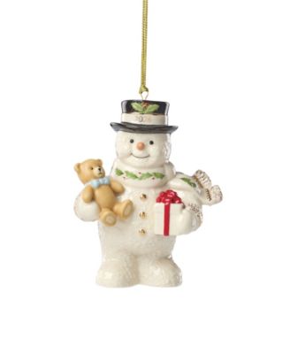 Lenox 2026 Snowman with Teddy Bear Ornament