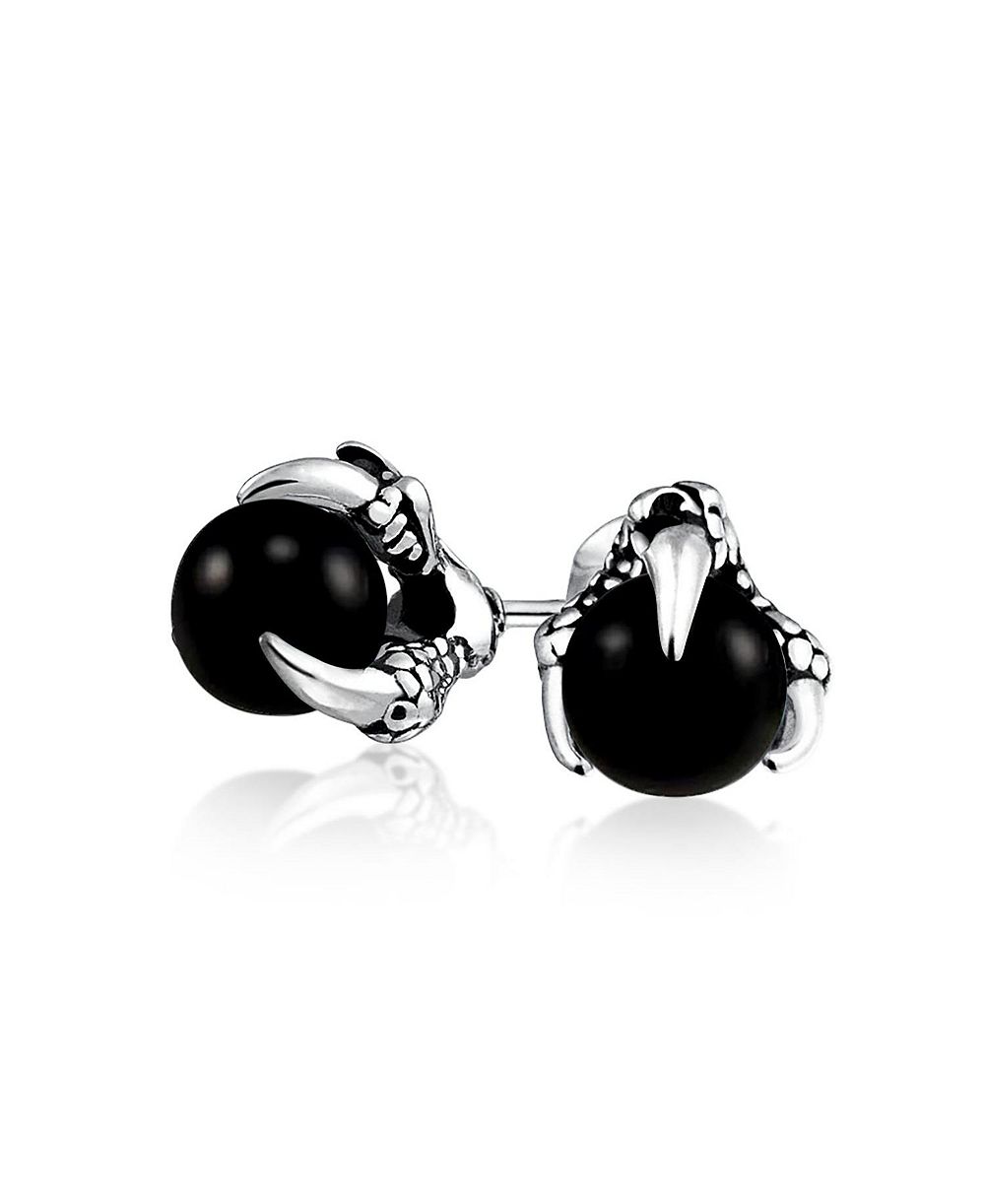 Bling Jewelry Gothic Punk Biker Dragon Claw Stud Earrings Ball Orb Stainless Steel