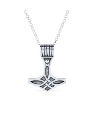 Bling Jewelry Celtic Symbol of Strength Norse Thors Hammer Pendant Necklace Oxidized .925 Sterling Silver