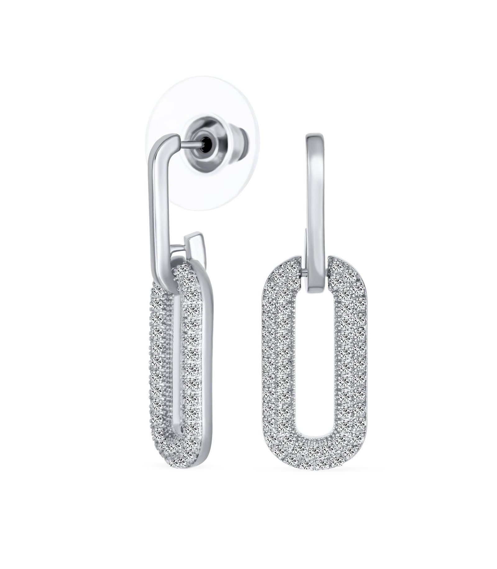 Серьги Bling Jewelry с камнями CZ, золотое напыление, геометрические