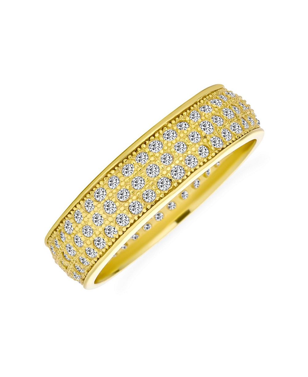 Bling Jewelry широкое кольцо Eternity Band с микро-паве CZ, позолоченное, стерлинговое серебро .925, 5MM