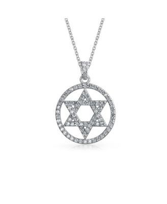 Bling Jewelry Star of David Pendant Necklace Cubic Zirconia CZ .925 Sterling Silver Bat Mitzvah Gift