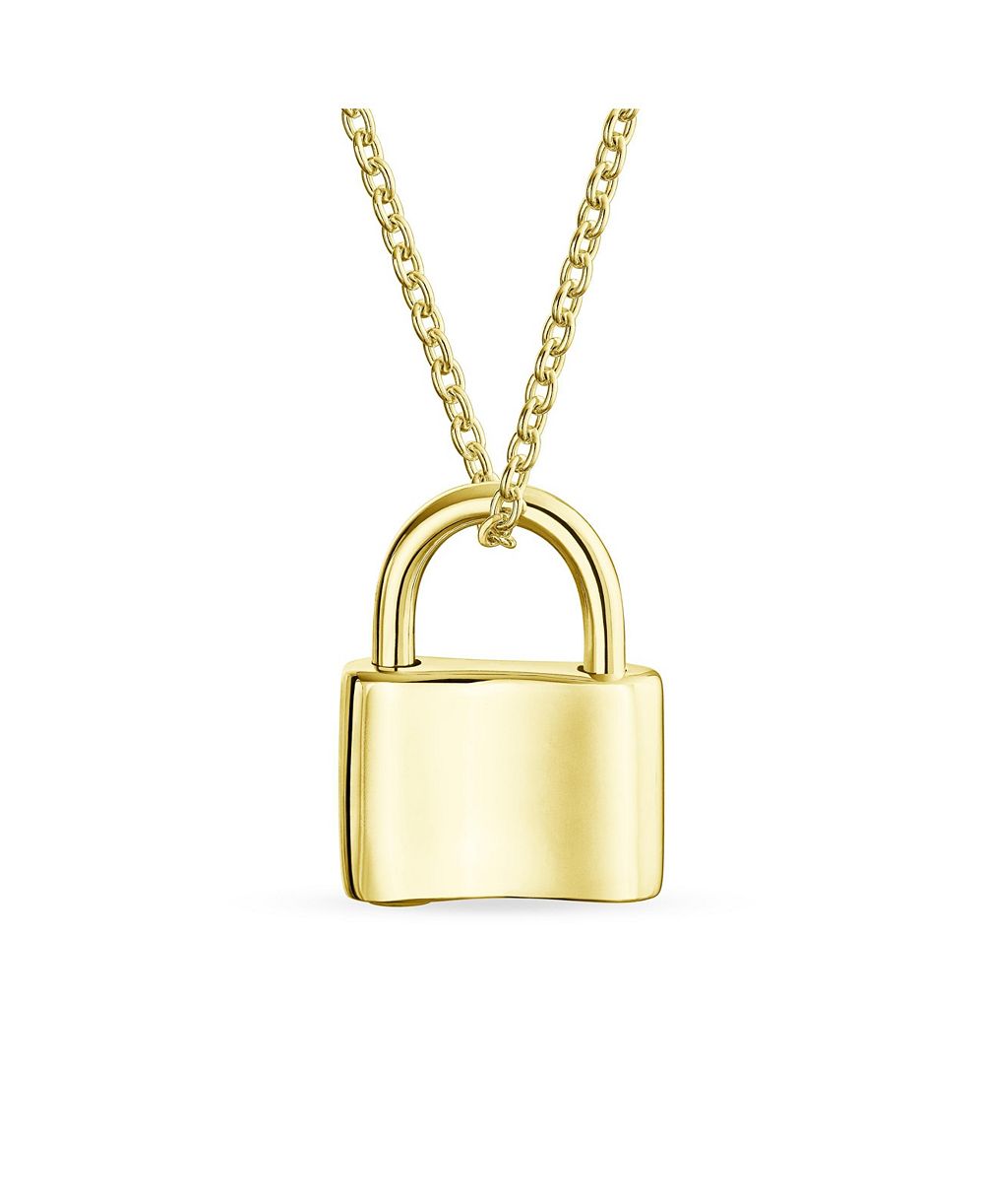 Ожерелье Bling Jewelry Functional Lock Pendant Charm Gold Plated Sterling Silver 16 Inch